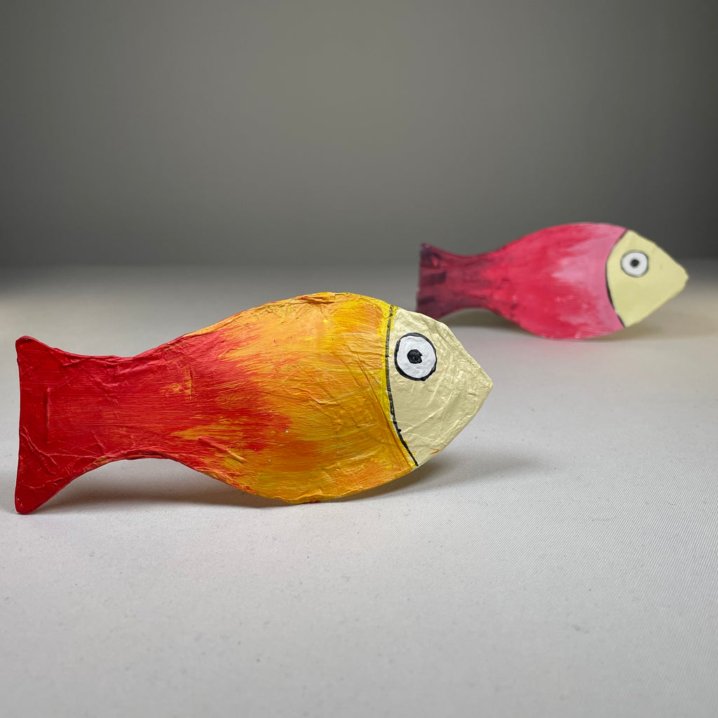 Colorful fish-shaped bauble handmade beach ornament by Curious Rabbit, featuring vibrant hues and intricate details.