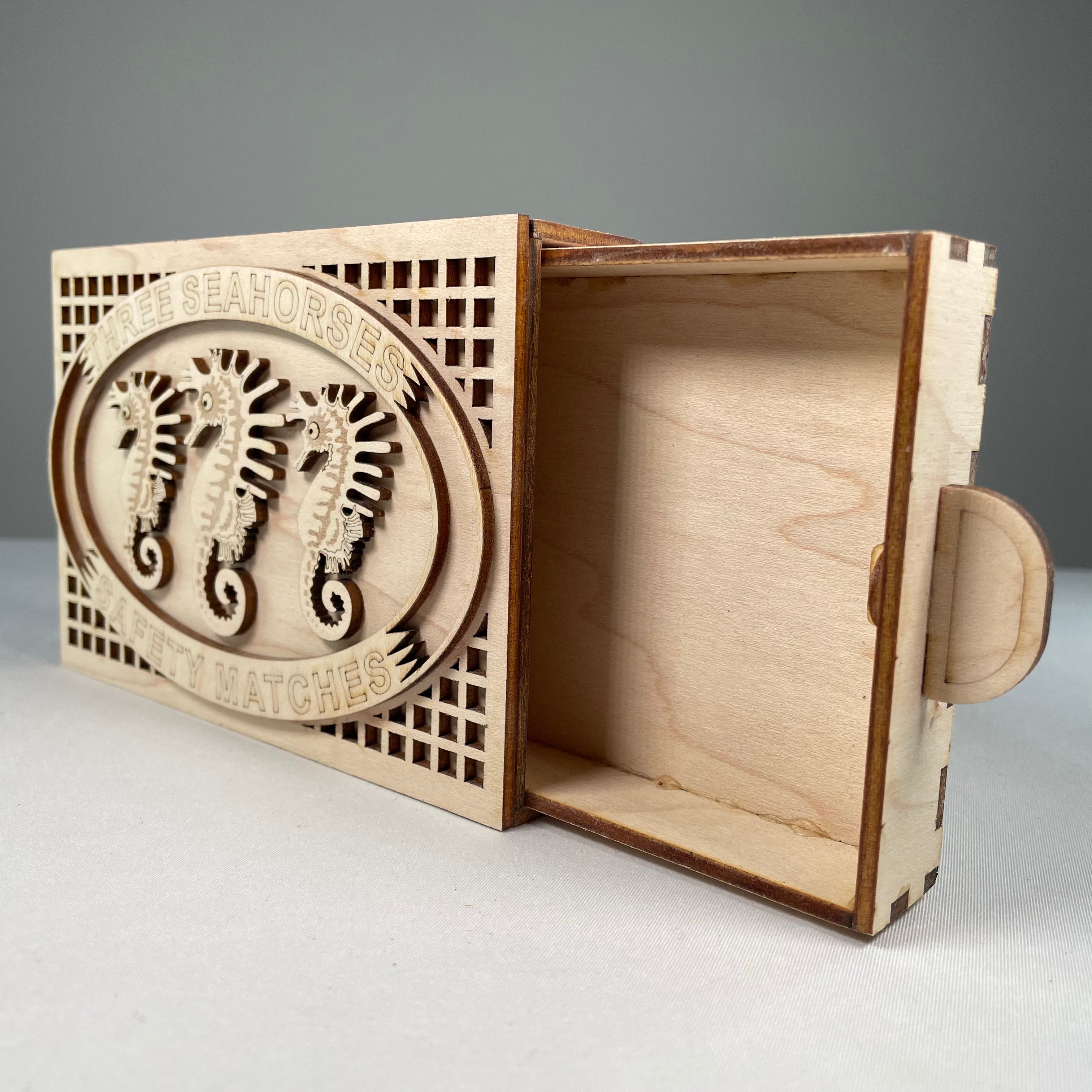 Vintage Curious Rabbit Matchbox Seahorse model with detailed craftsmanship and vibrant colors, displayed on a neutral background.