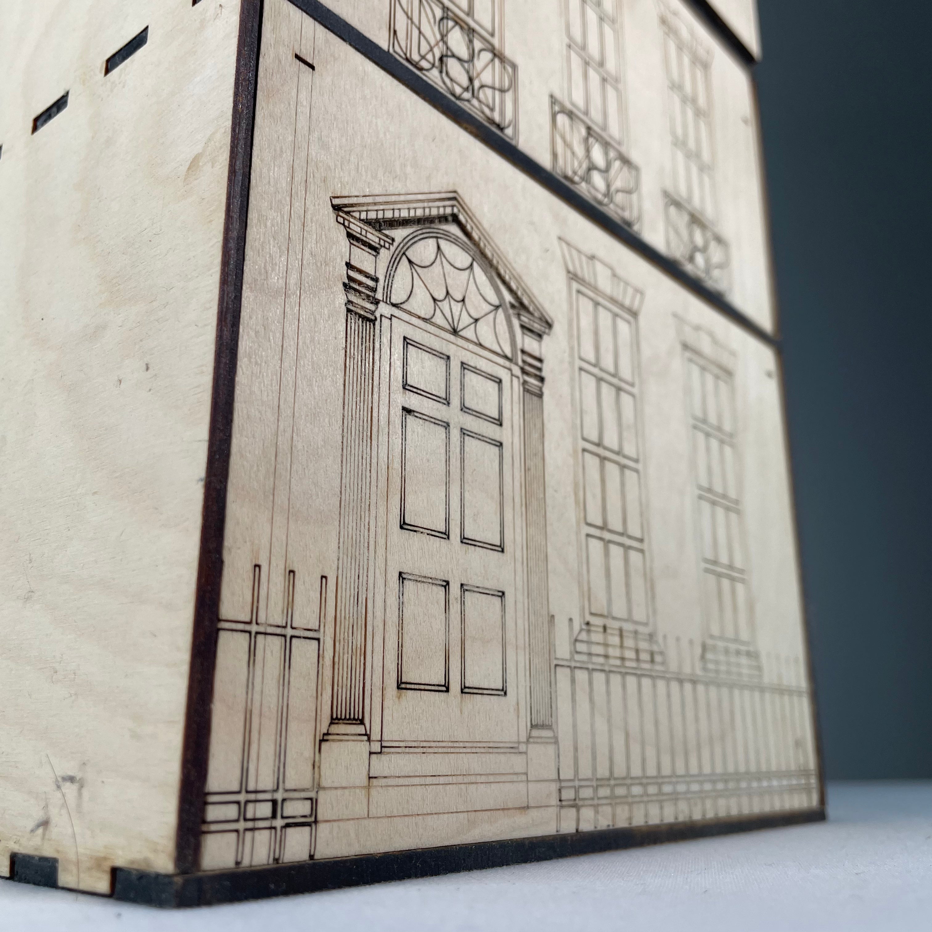 Curious Rabbit Georgian House flatpack model kit, detailed architecture kit for building a miniature Georgian-style house.