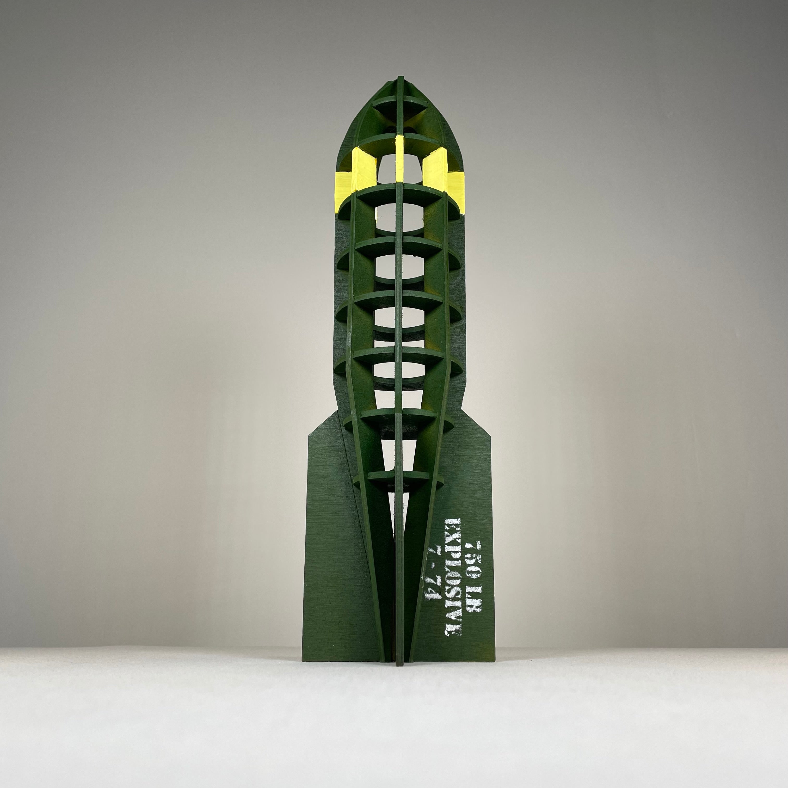 Curious Rabbit WW2 bomb flatpack model kit, detailed history replica for assembly and display.