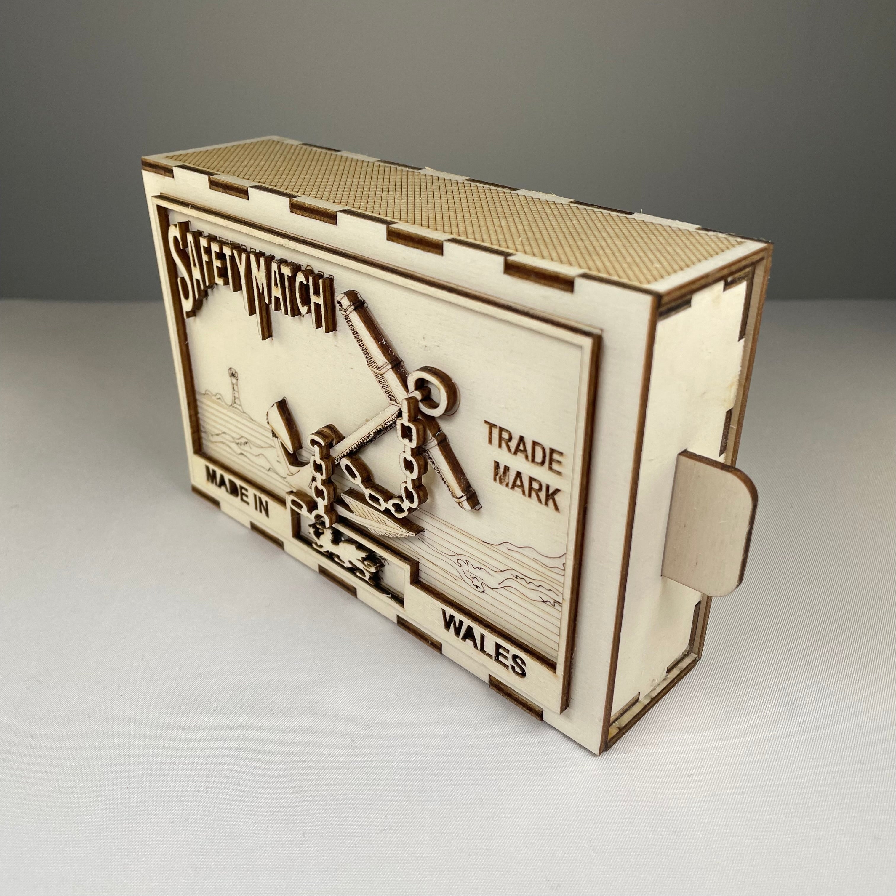 Vintage Curious Rabbit Matchbox (Anchor) flatpack model kit with colorful paper parts and assembly instructions.