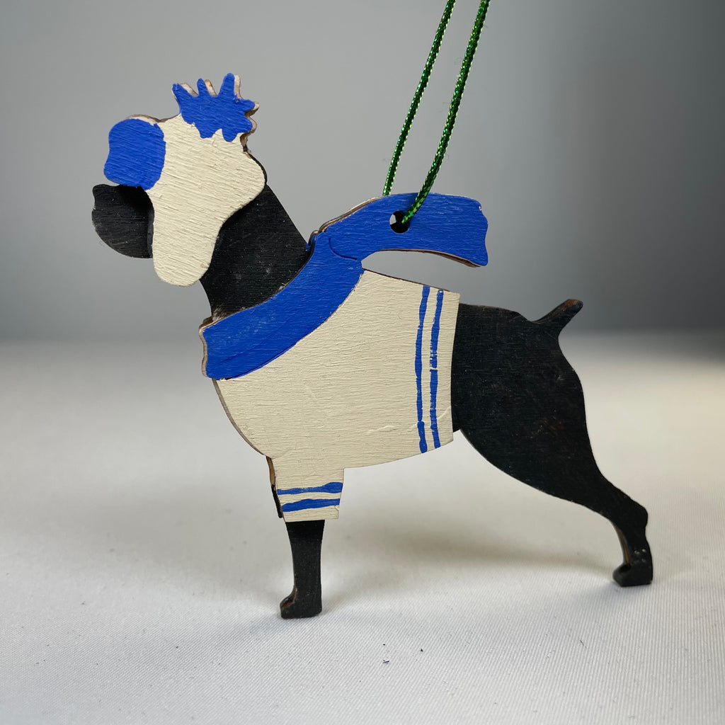 Handmade Great Dane dog pet ornament by Curious Rabbit, featuring detailed craftsmanship and festive design.