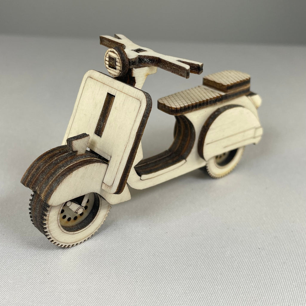 Handmade vintage retro scooter bauble ornament by Curious Rabbit, featuring detailed craftsmanship and classic design.