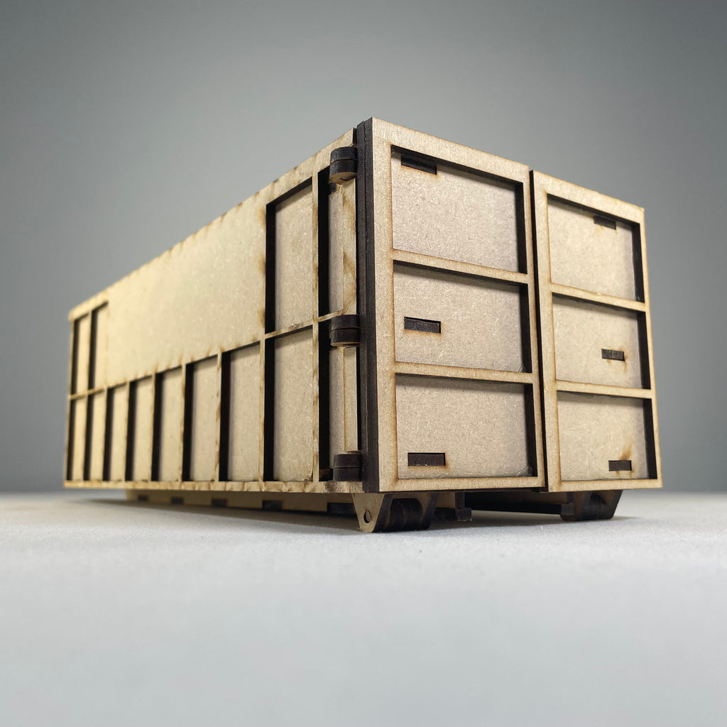 Curious Rabbit roll-on/roll-off skip flatpack model kit icon, showing a detailed illustration of the skip container.