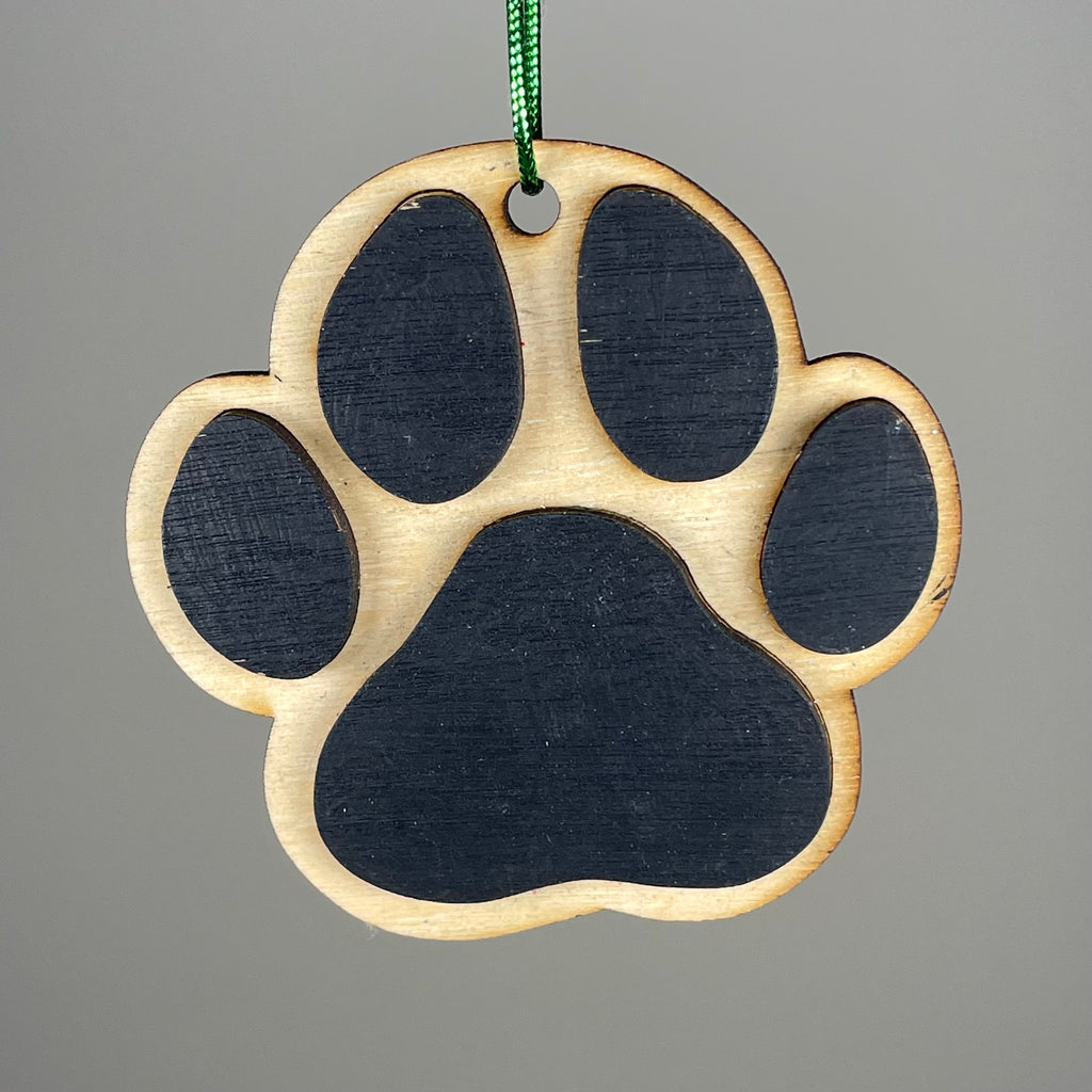 Handmade Curious Rabbit dog paw print ornament with pet-themed design, perfect for pet lovers and holiday decor.