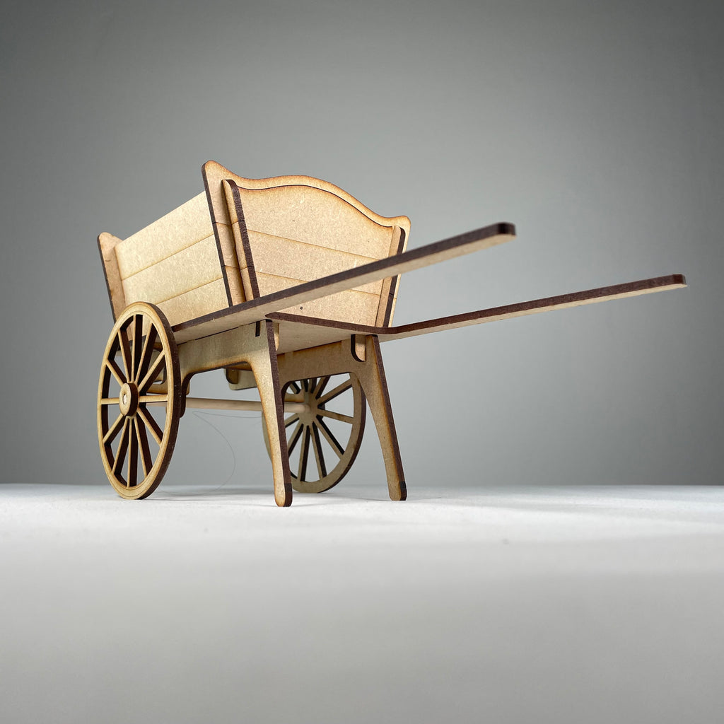 Curious Rabbit flatpack garden cart planter kit with assembled wooden components and plant compartments.
