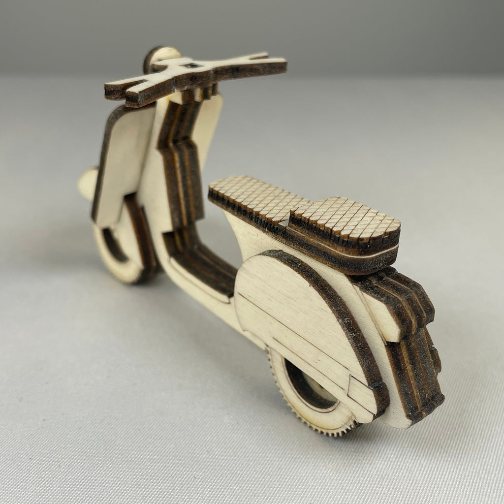 Handmade vintage retro scooter bauble ornament by Curious Rabbit, detailed decorative holiday vintage scooter figurine.