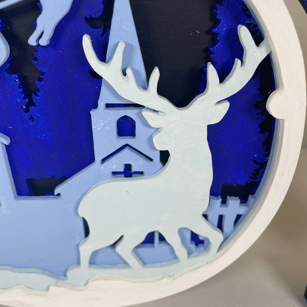 Handmade Christmas Joy sign ornament by Curious Rabbit, featuring festive holiday design and rustic wooden charm.