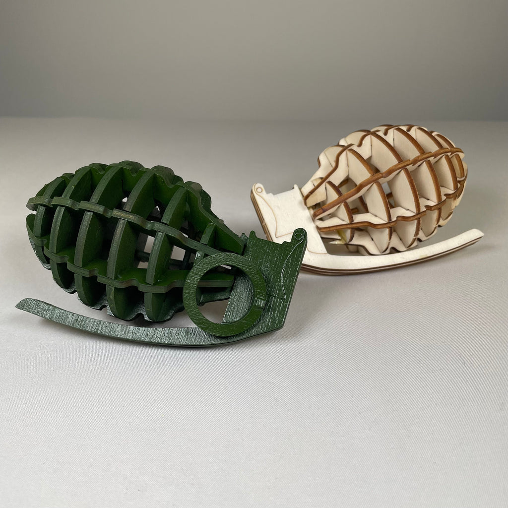 Curious Rabbit Prop Mk 2 Grenade flatpack model kit, detailed history replica with visible parts and assembly components.
