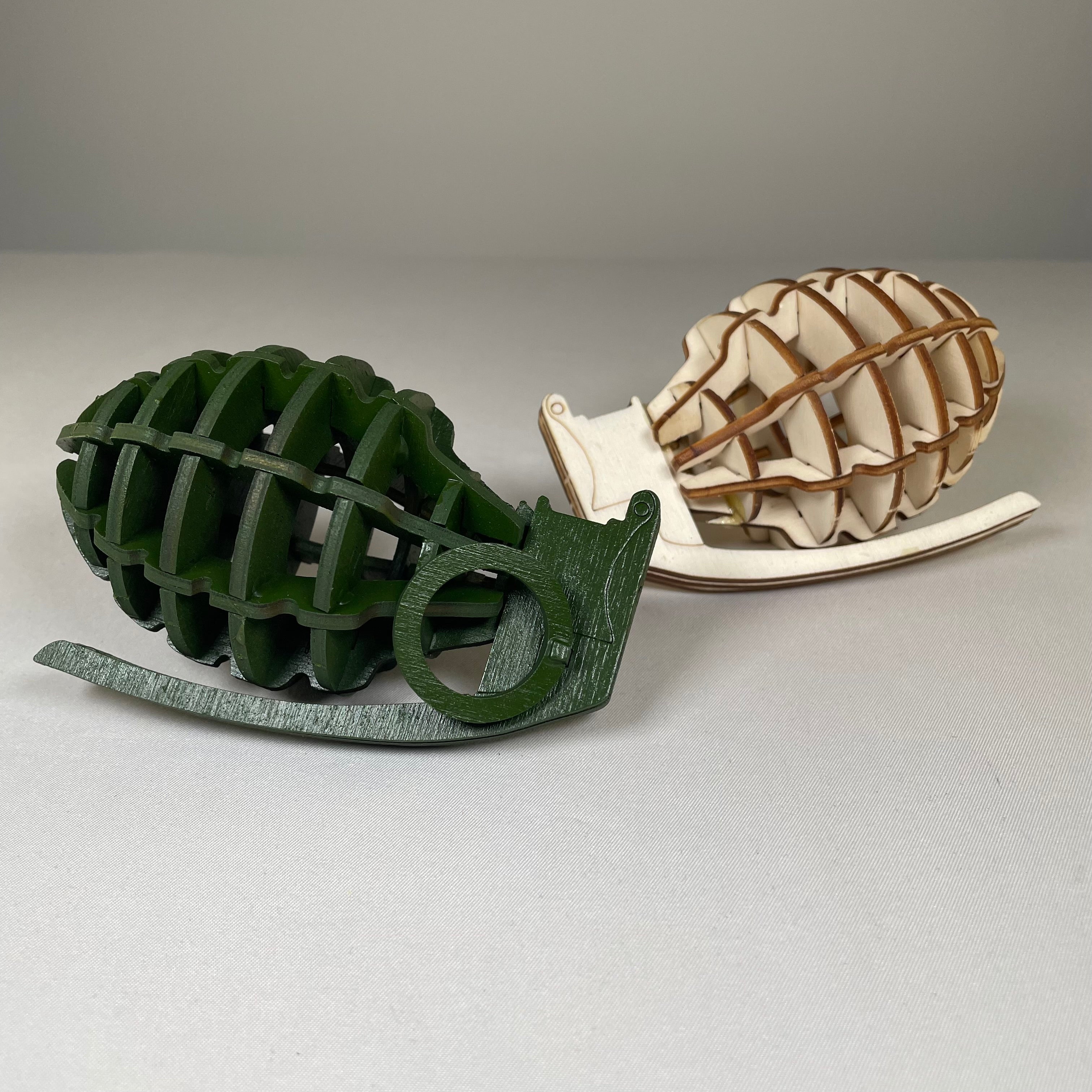 Curious Rabbit Prop Mk 2 Grenade flatpack model kit, detailed history replica with visible parts and assembly components.