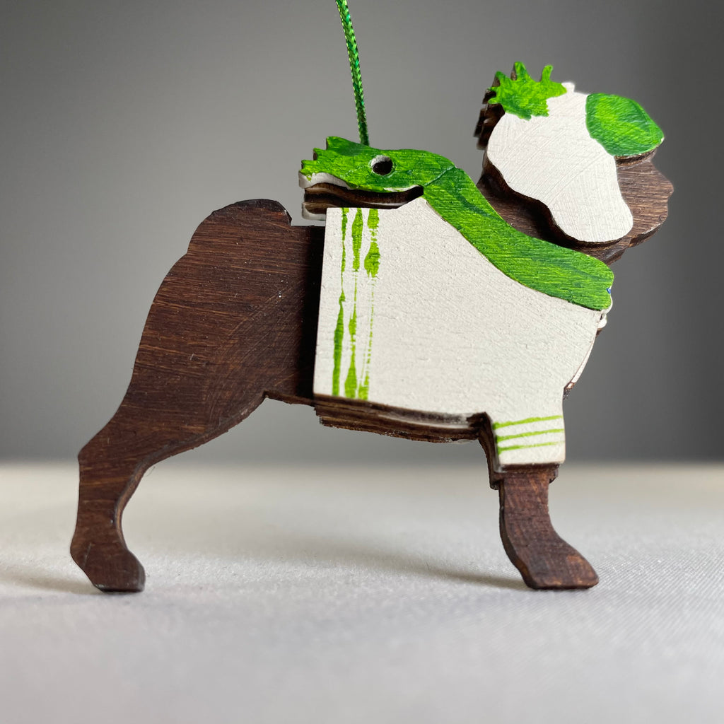 Handmade Companion Dog Bauble ornament by Curious Rabbit featuring a cute dog design, perfect for pet lovers' holiday decorations.