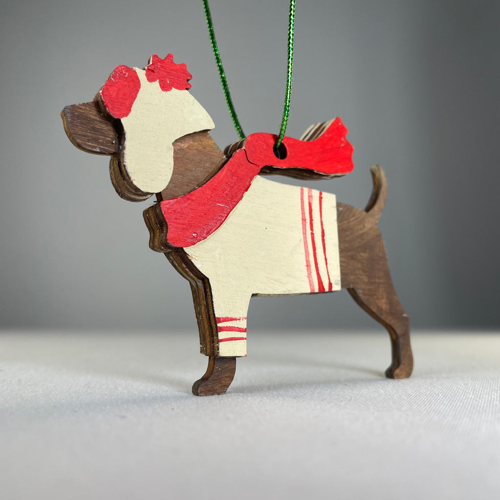 Handmade Beagle Dog Bauble ornament by Curious Rabbit, featuring a detailed beagle dog design suitable for pet lovers' holiday decor.