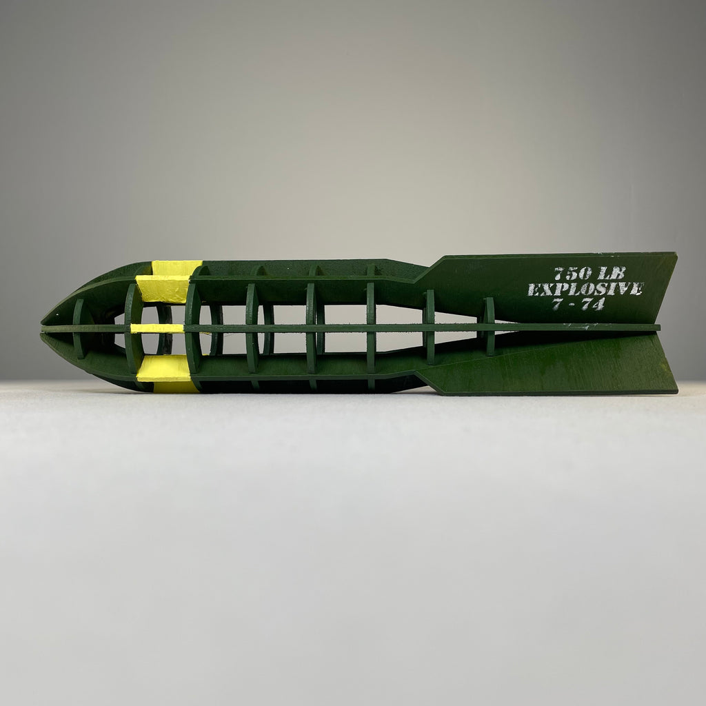Curious Rabbit WW2 bomb flatpack model kit for history enthusiasts, featuring a detailed replica of a World War II bomb.