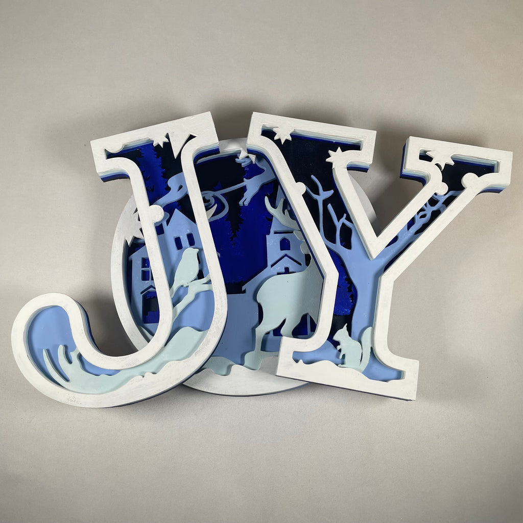 Handmade Christmas Joy sign ornament by Curious Rabbit featuring festive holiday design and rustic charm.