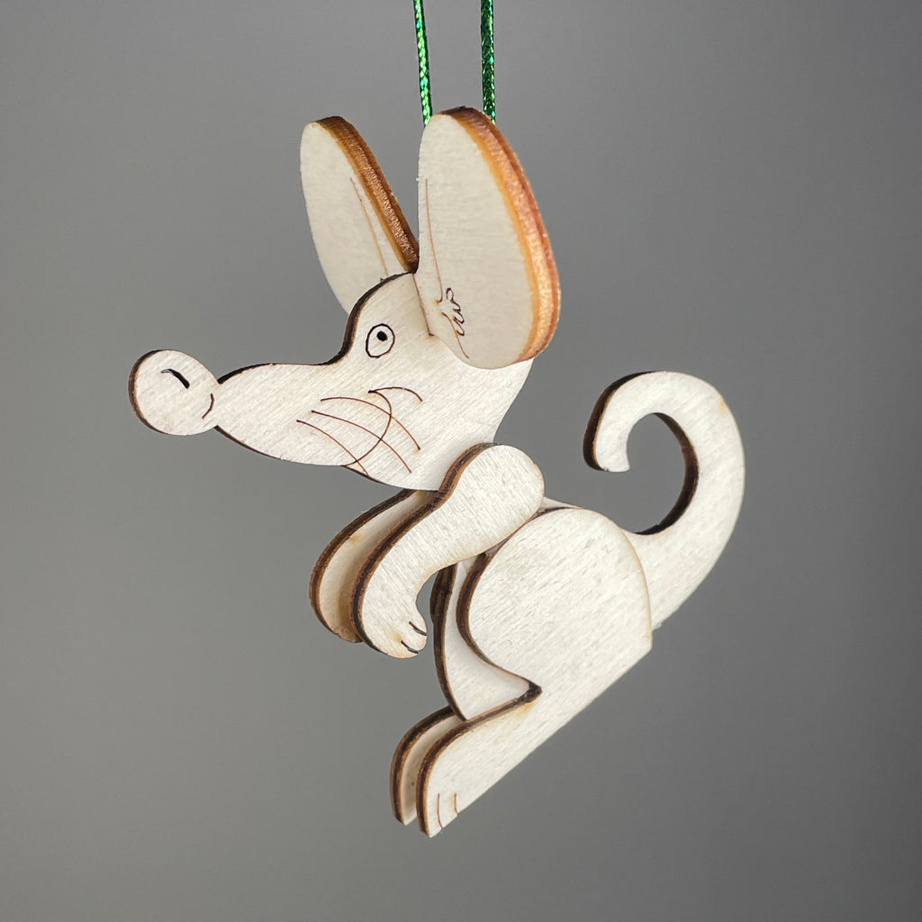 Handmade Curious Rabbit mouse-shaped pet ornament bauble with detailed craftsmanship, ideal for decorating or gifting.