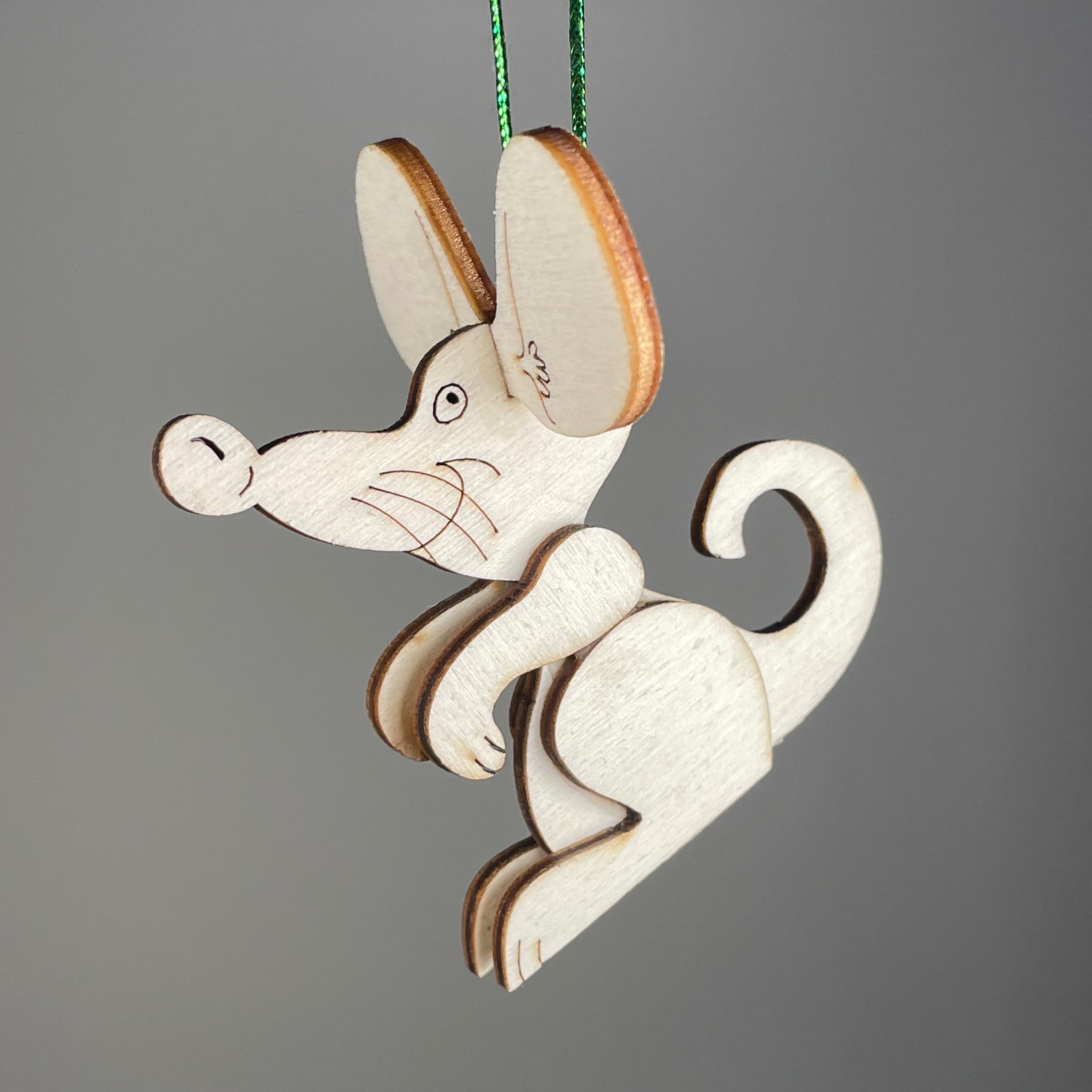 Handmade Curious Rabbit mouse-shaped pet ornament bauble with detailed craftsmanship, ideal for decorating or gifting.