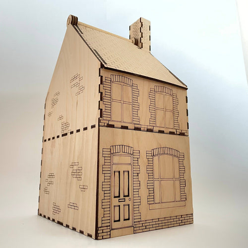 Victorian terraced house flatpack model kit by Curious Rabbit, detailed architecture of 19th-century residential building.