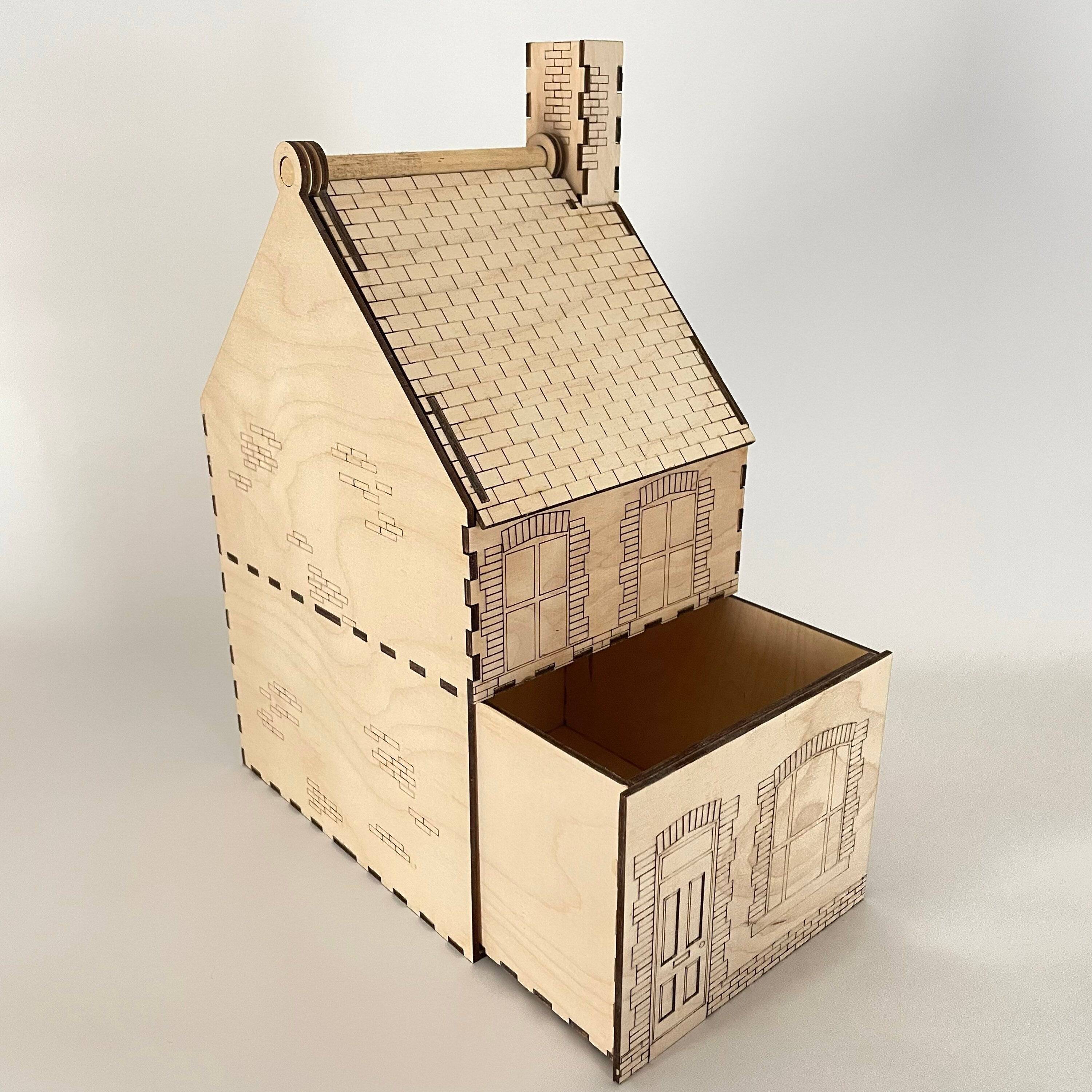 Victorian terraced house flatpack architecture model kit by Curious Rabbit, detailed 19th-century style building for assembly.