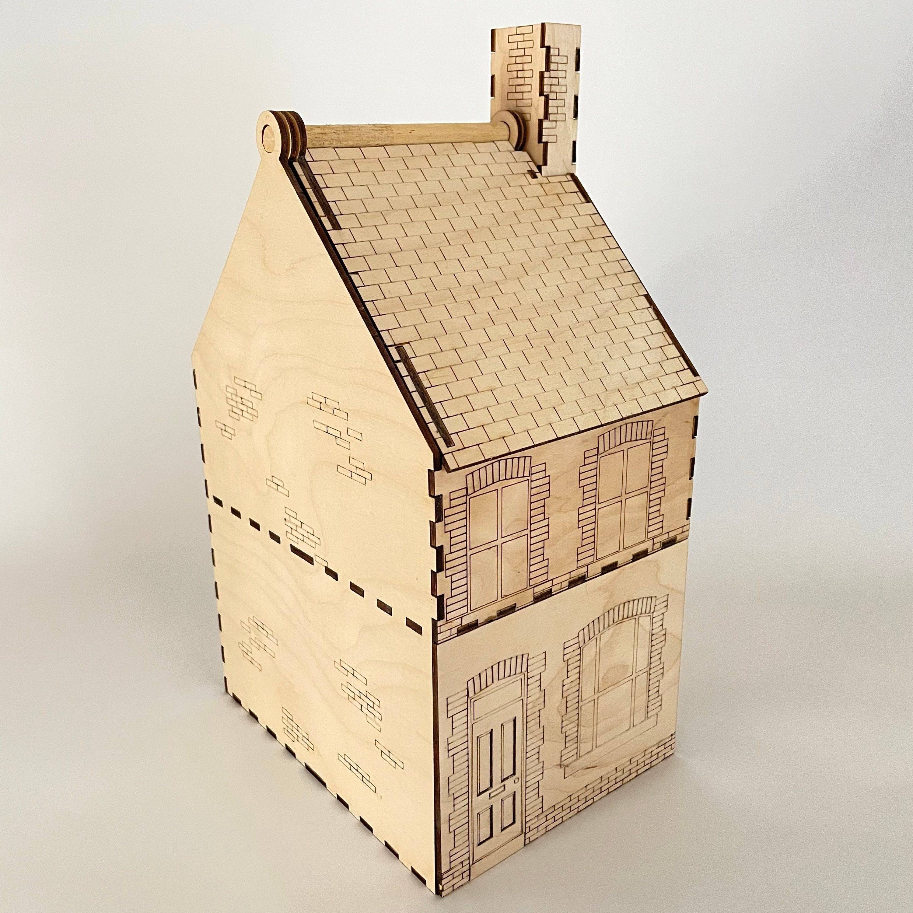 Victorian terraced house flatpack model kit by Curious Rabbit, detailed architecture miniature for assembly and display.
