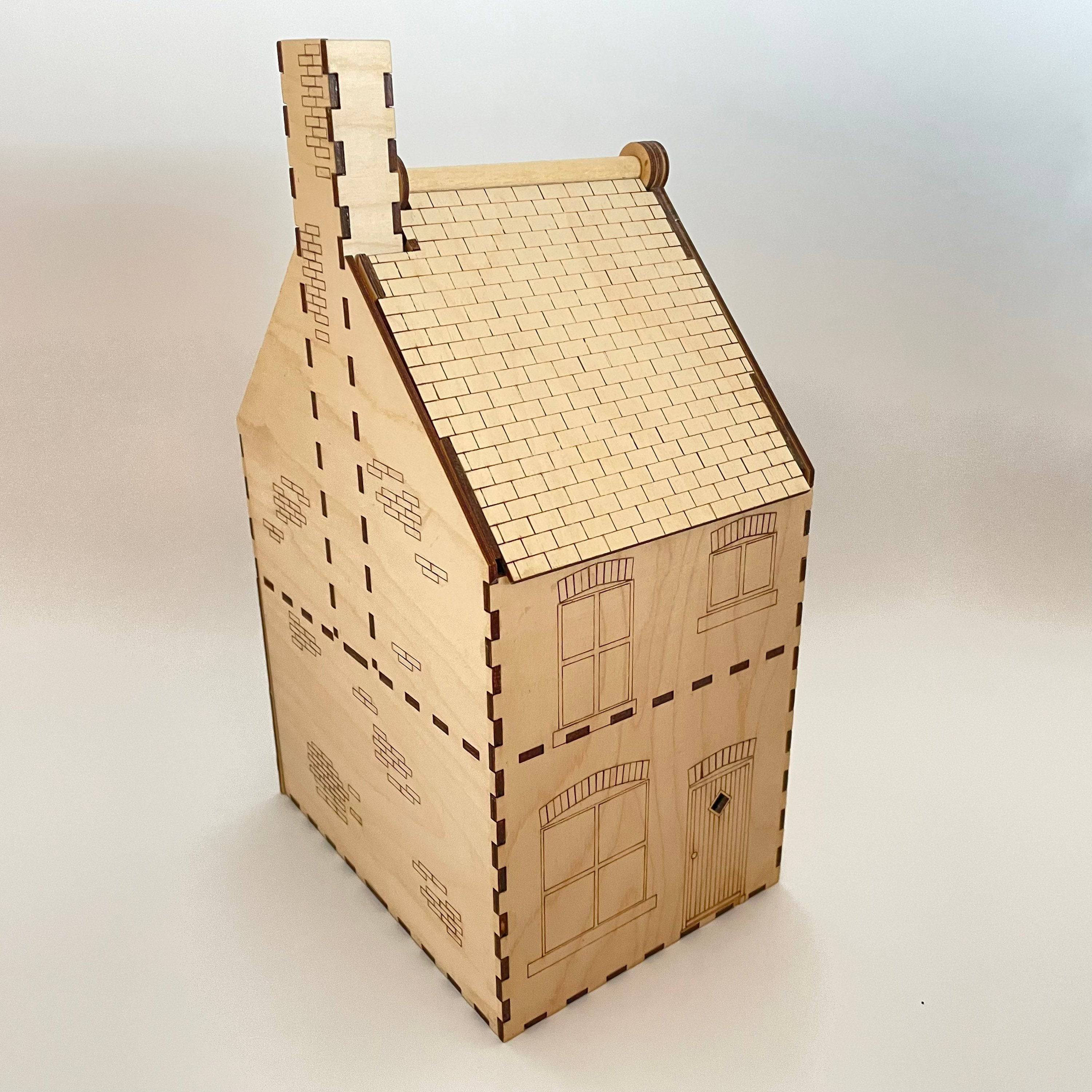 Detailed image of Curious Rabbit Victorian Terraced House flatpack model kit showcasing 19th-century architecture with intricate design.