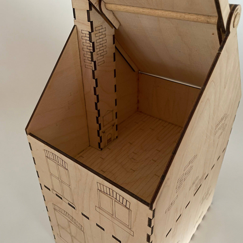 Victorian terraced house flatpack model kit by Curious Rabbit, detailed architecture toy for assembly and display.
