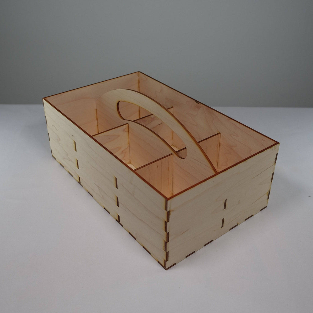 Curious Rabbit garden seedbox with handle, flatpack model kit for storing gardening seeds, made of durable material.