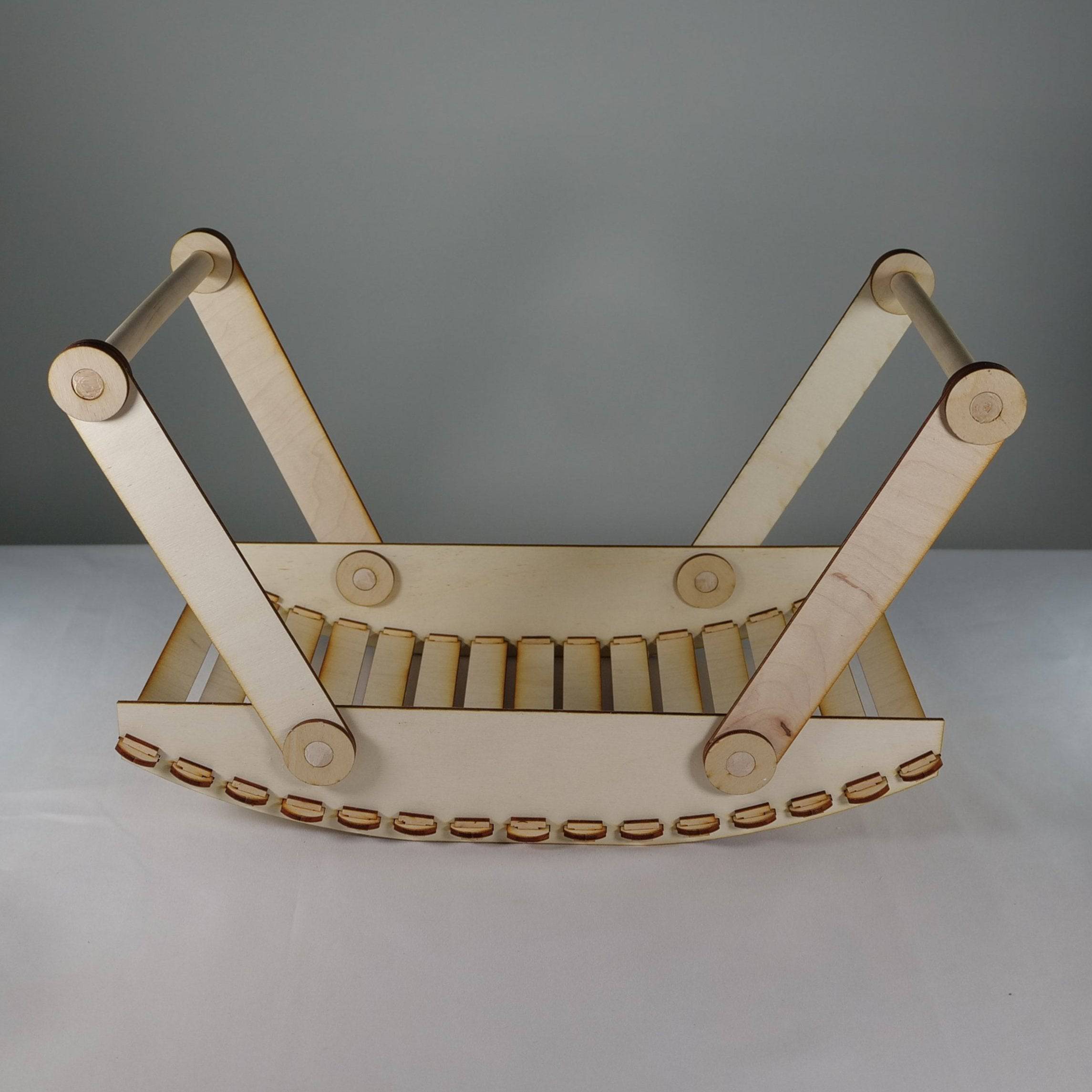 Curious Rabbit garden Trug picnic basket flatpack model kit with wooden handle and woven design, ready for assembly.