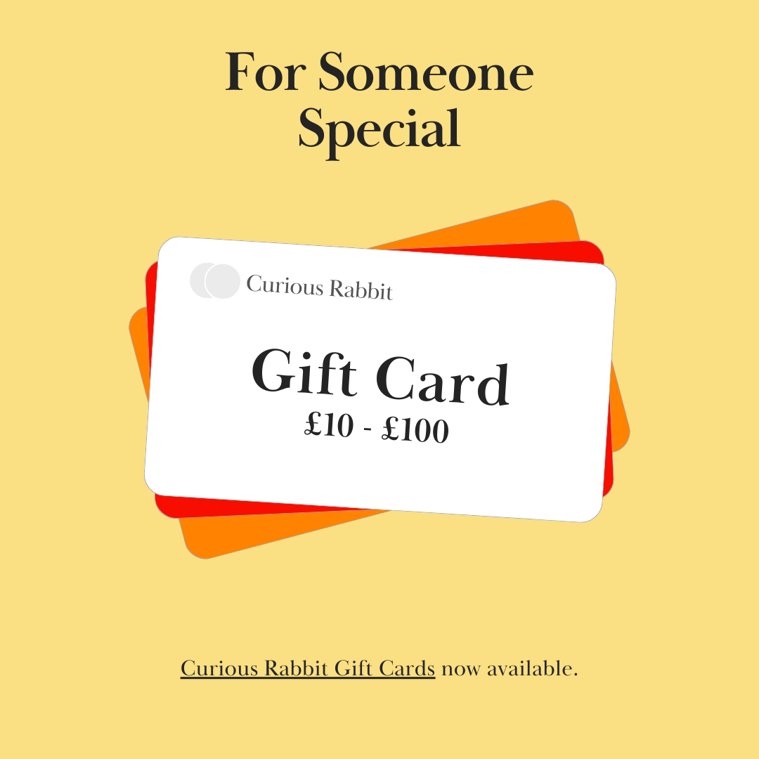 External Curious Rabbit gift card featuring playful rabbit illustrations, perfect for gifting and easy to redeem.