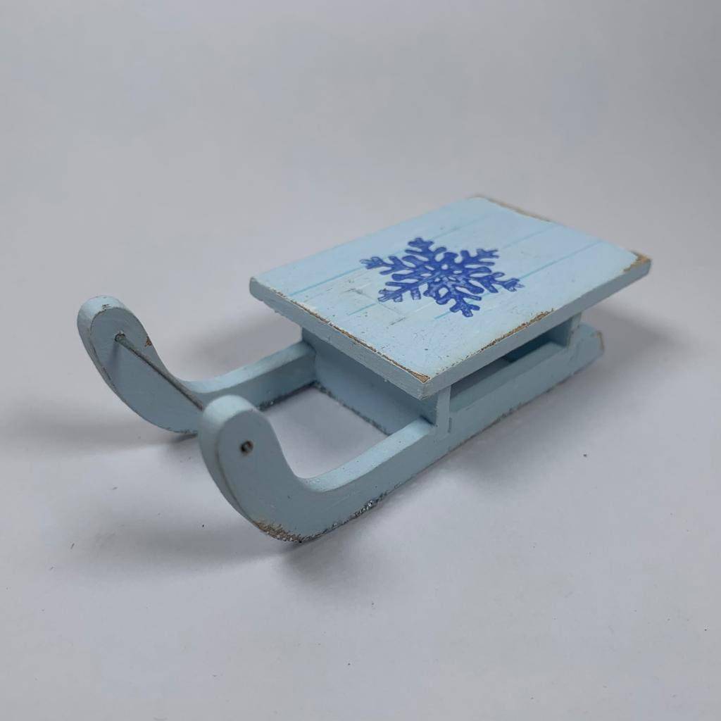 Rustic handmade winter sledge bauble Christmas ornament by Curious Rabbit, festive holiday decoration with seasonal charm